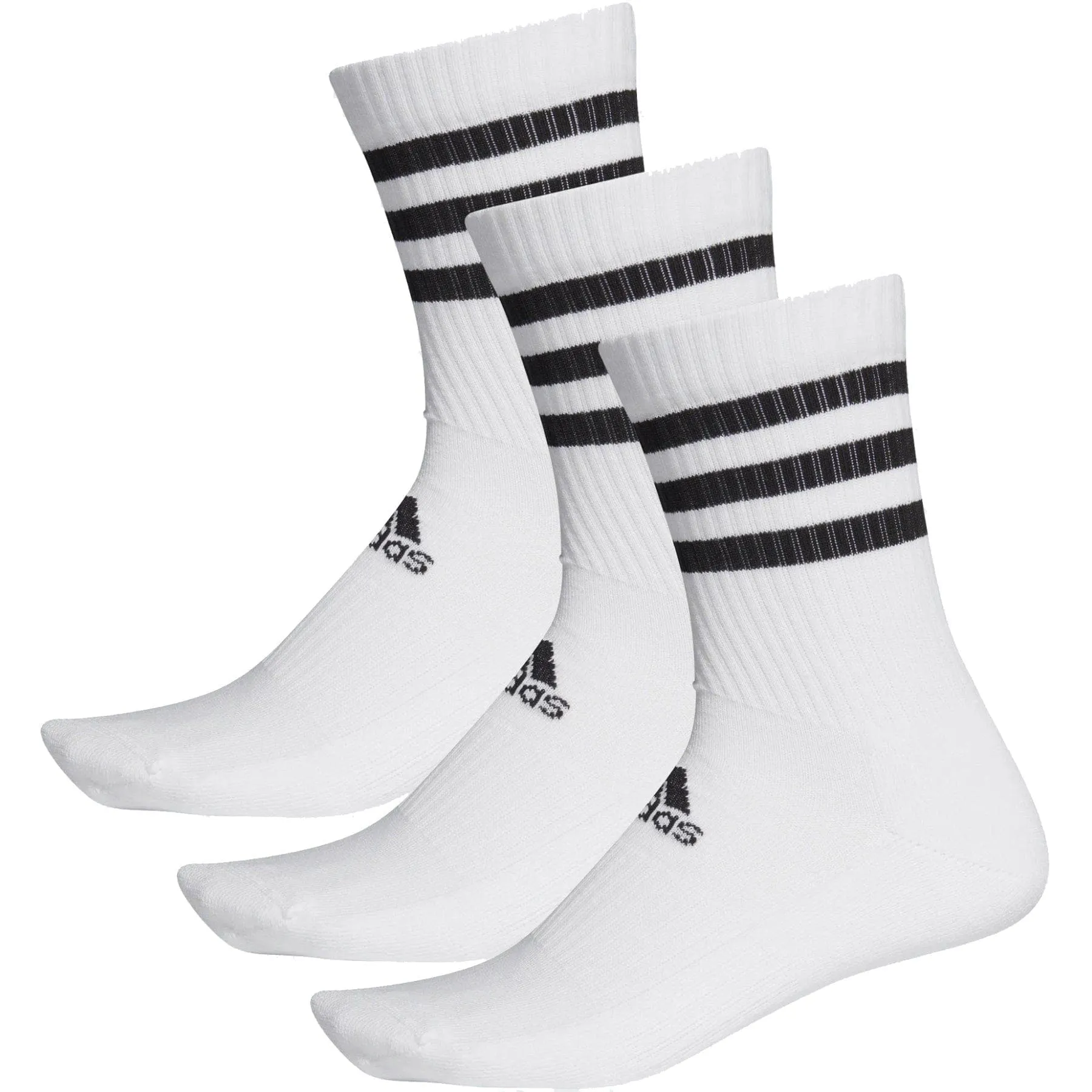 Adidas 3 Pack 3 Stripe Cushion Crew Socks