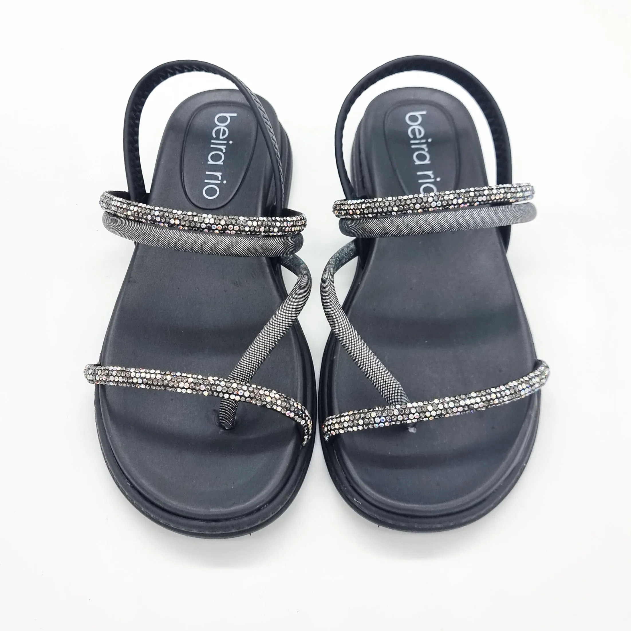 Beira Rio 8513-100 Round Toe Flat Sandal in Black