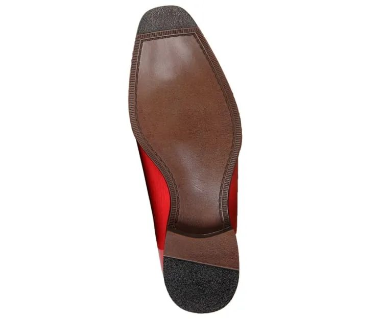 Brayden Red Exotic Eel Skin Oxfords For Men