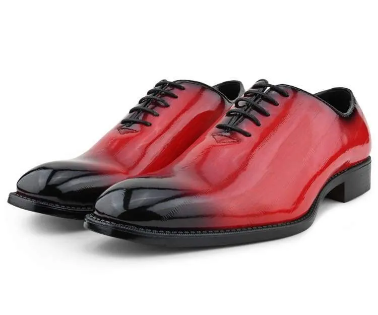 Brayden Red Exotic Eel Skin Oxfords For Men