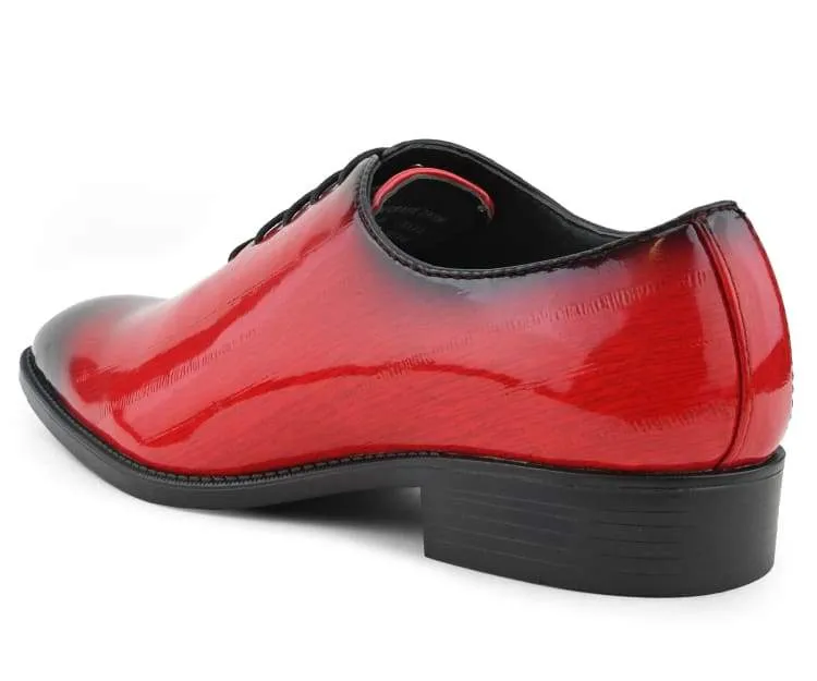 Brayden Red Exotic Eel Skin Oxfords For Men