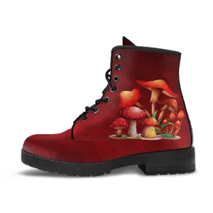 Combat Boots - Mushroom Boots #110 | Mushroom Gift, Birthday Gift Idea, Vegan Leather Lace Up Boots, Custom Unisex Adult Shoes, Gift for Her