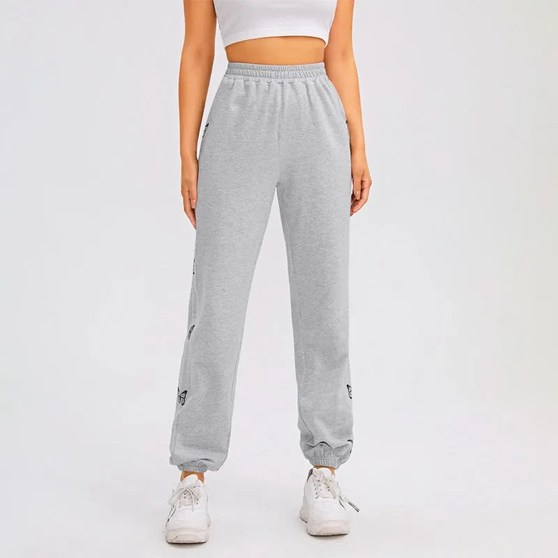 Elastic Waist Butterfly Print Joggers