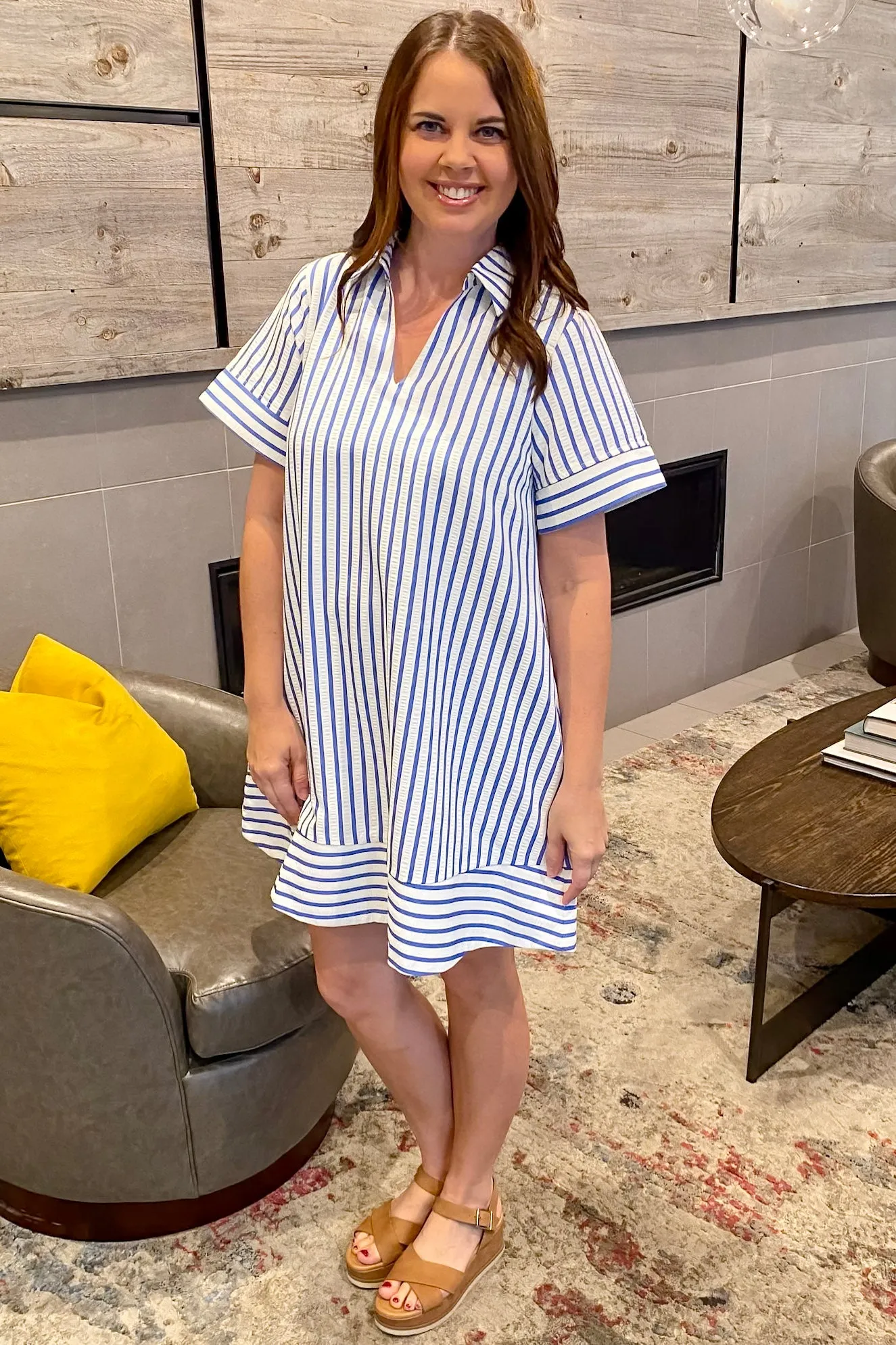Felt Like A Breeze Striped Blue Dress
