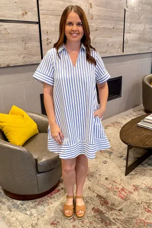 Felt Like A Breeze Striped Blue Dress