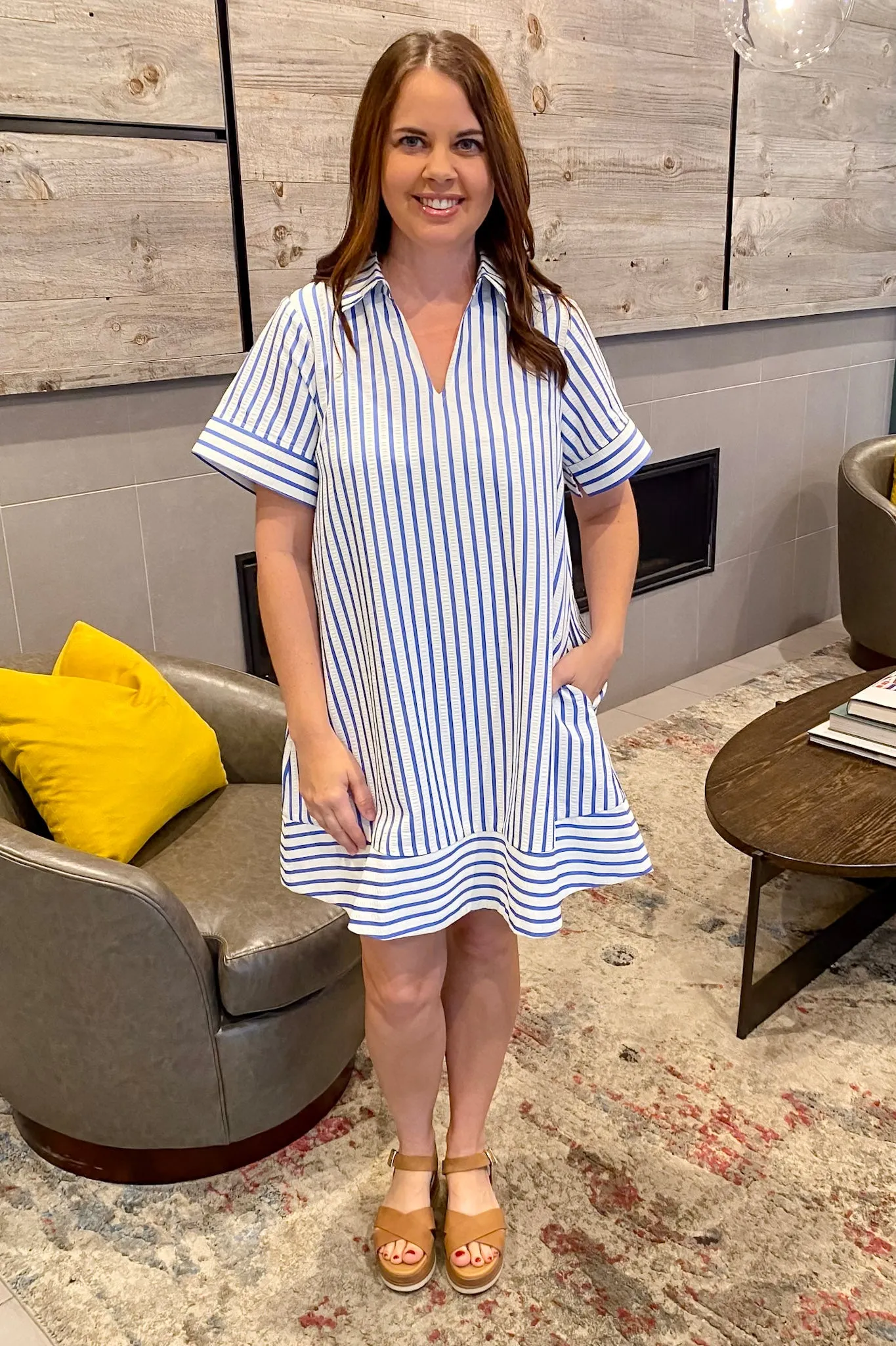 Felt Like A Breeze Striped Blue Dress