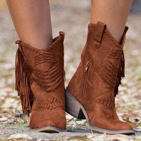 Fringe Leather Women Boots For Spring