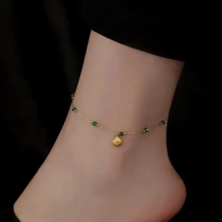 Green Bead Shell Anklet
