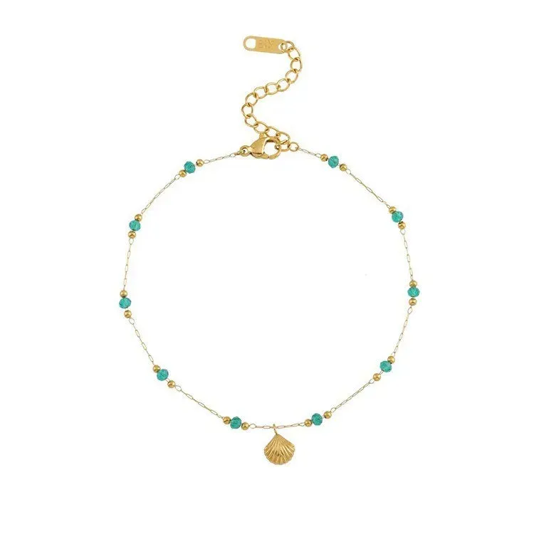 Green Bead Shell Anklet