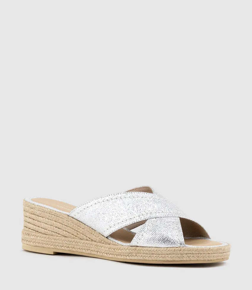 MALINA Crossover Slide Espadrille in Silver