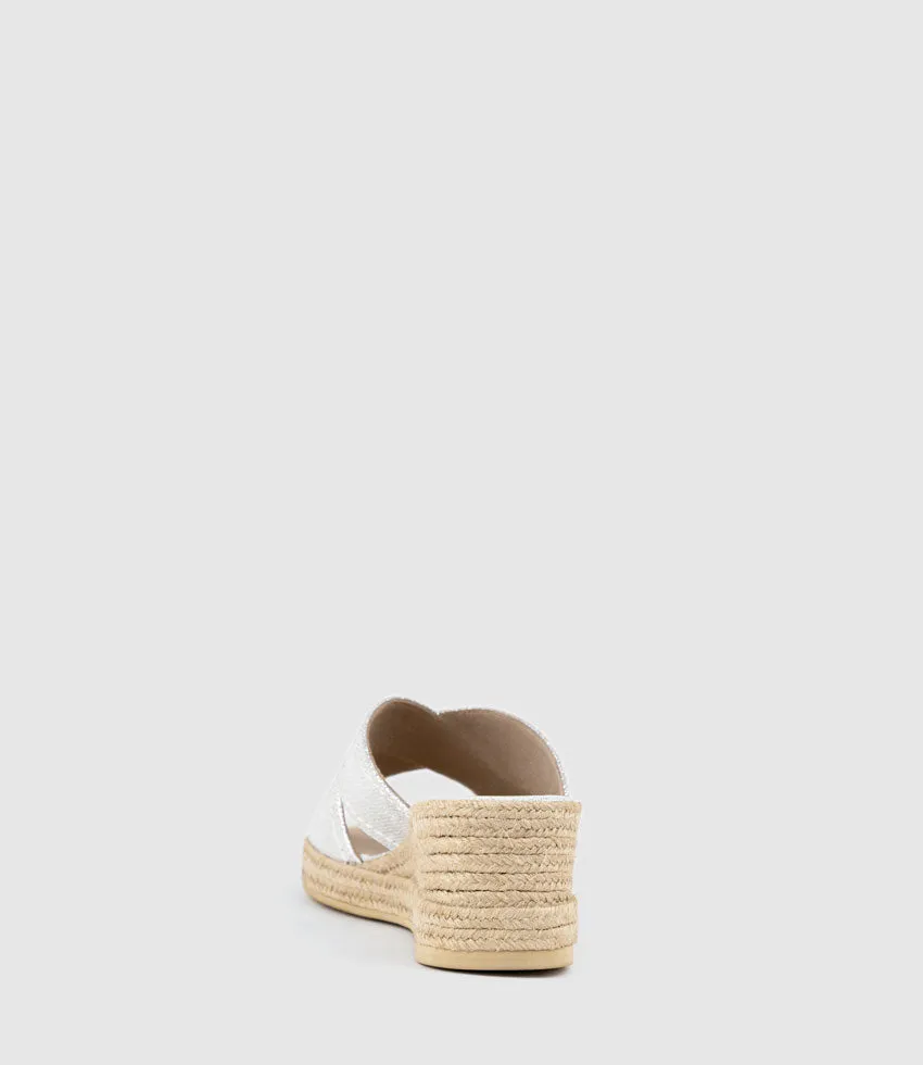 MALINA Crossover Slide Espadrille in Silver