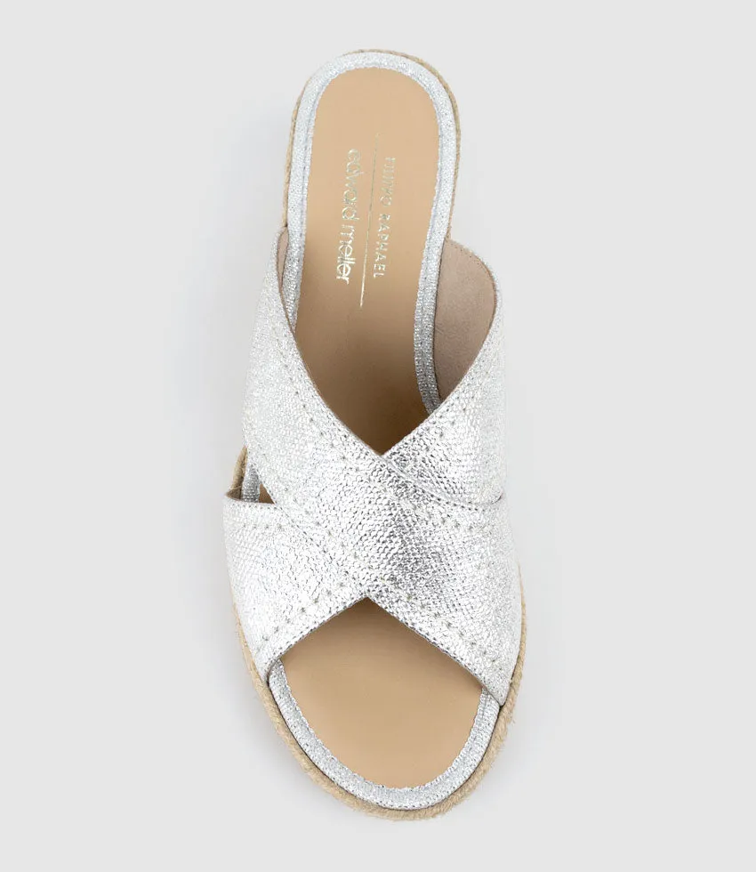 MALINA Crossover Slide Espadrille in Silver