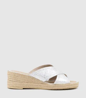 MALINA Crossover Slide Espadrille in Silver