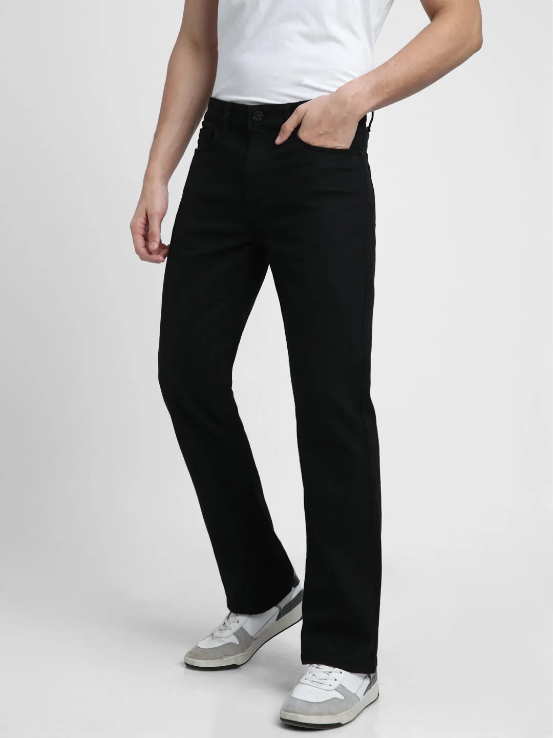 Men's Boot Cut Rinse Black Stretchable Jeans