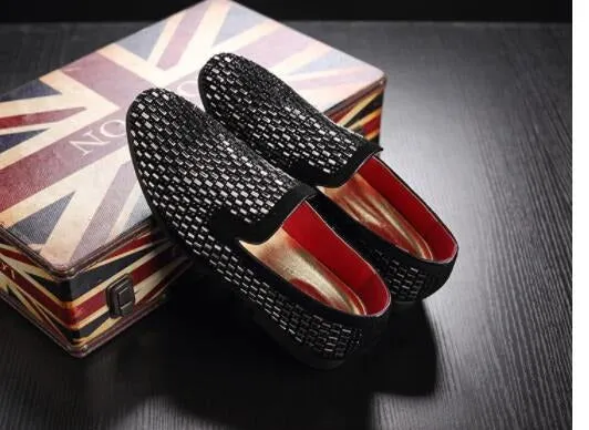 New Black Moccasins With Crystal Glitter