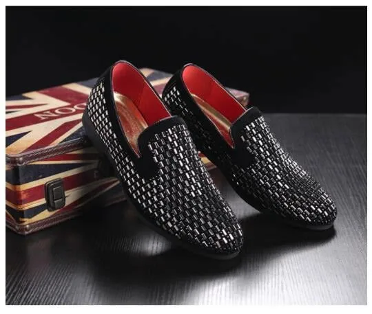 New Black Moccasins With Crystal Glitter