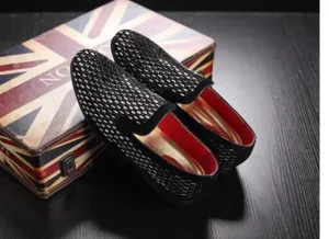 New Black Moccasins With Crystal Glitter