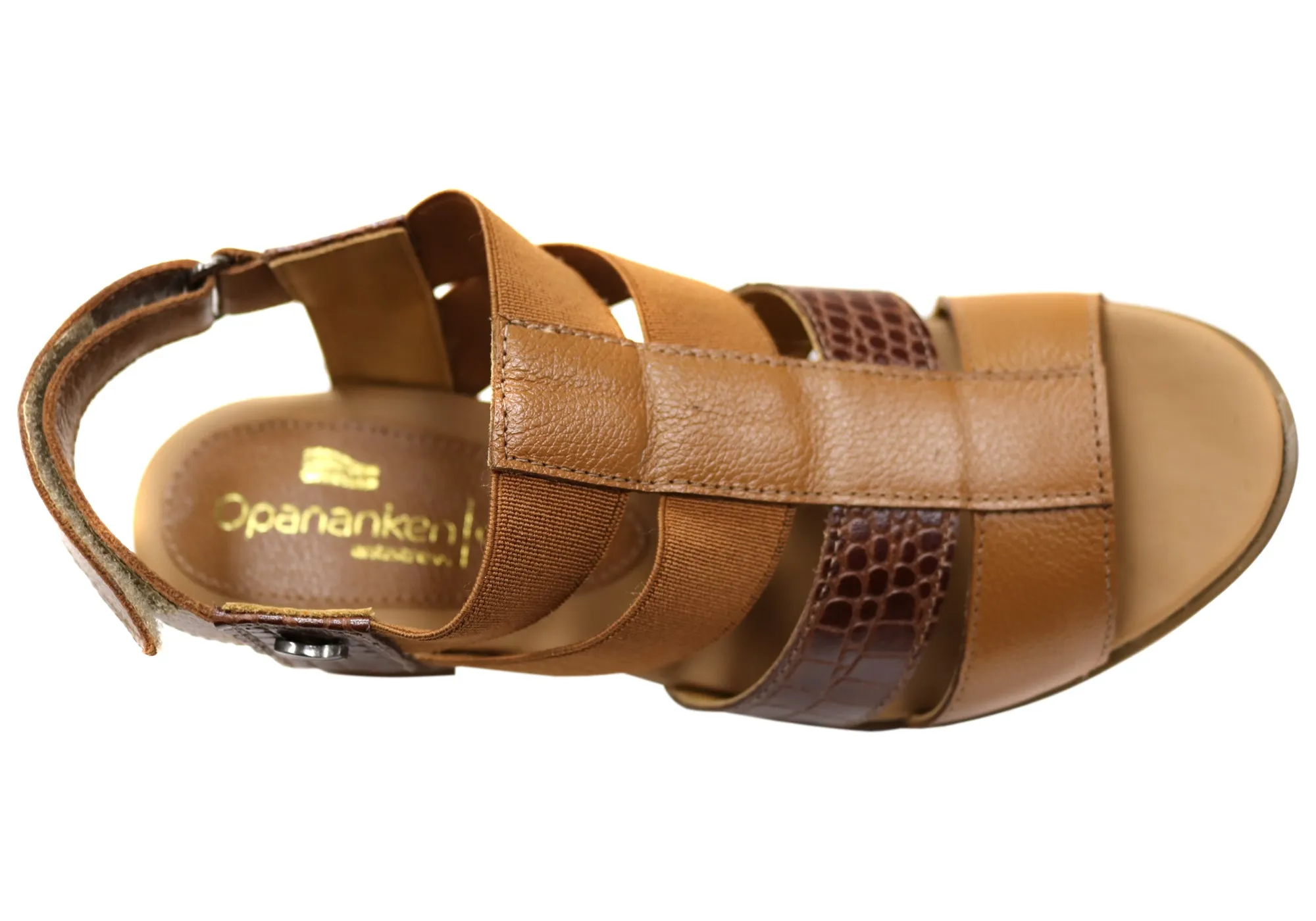 Opananken Chantel Womens Comfortable Leather Mid Heel Sandals