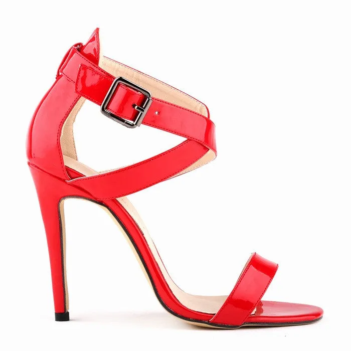 Sexy Peep-Toe High Heels Cross Buckle Sandals