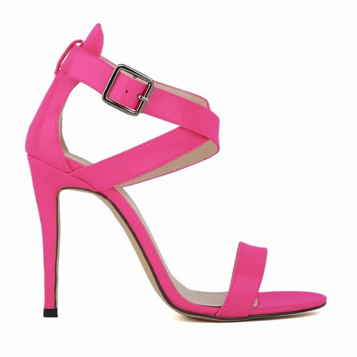 Sexy Peep-Toe High Heels Cross Buckle Sandals