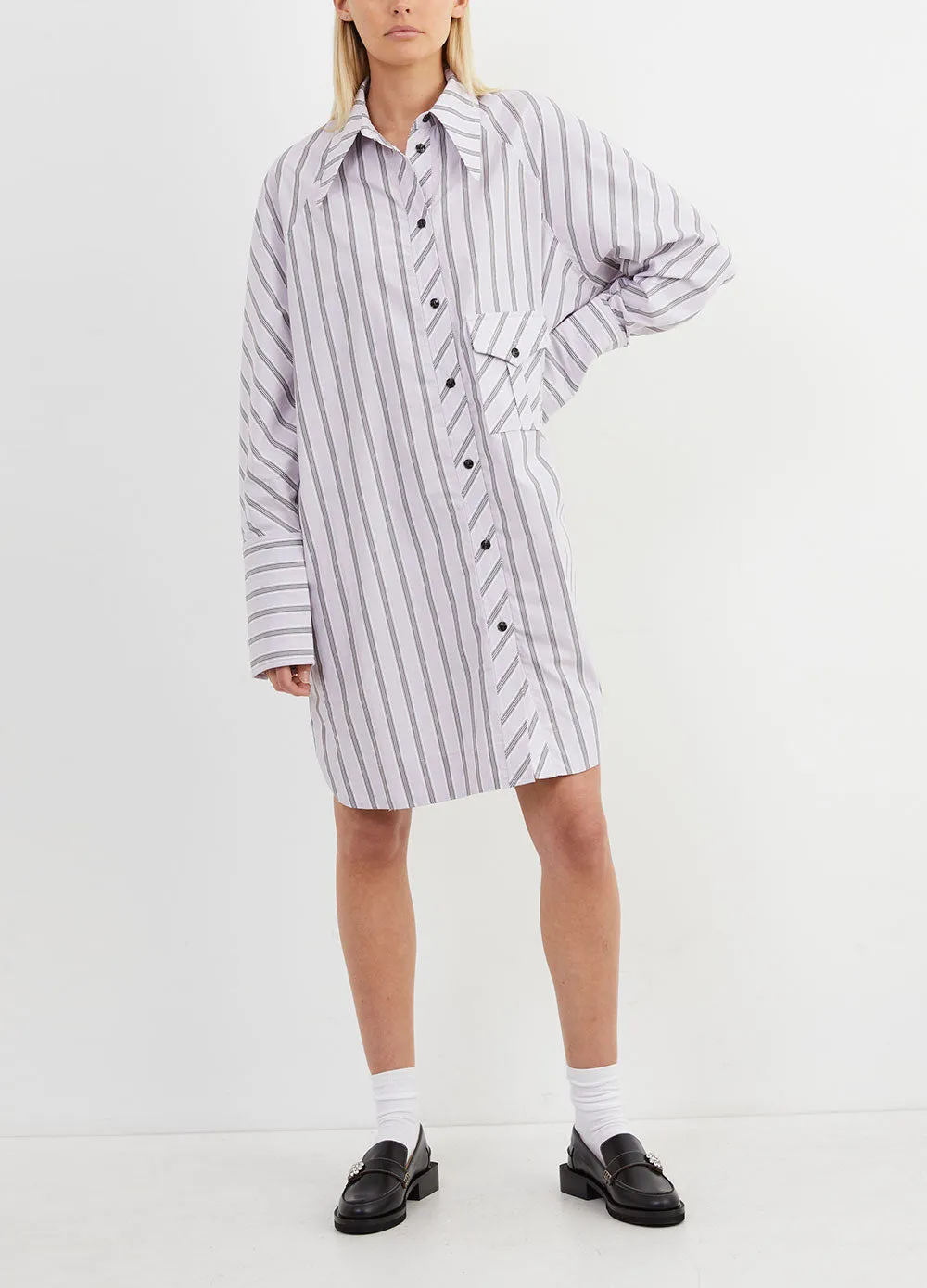 Stripe Cotton Oversized Shirt Dress