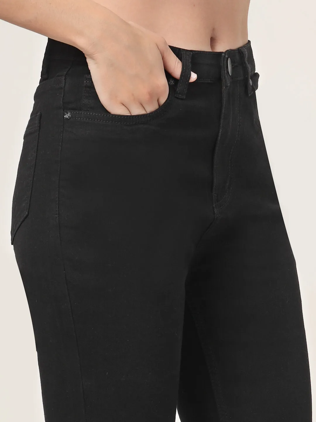 Style Quotient Women Black Boot Cut High Rise Stretchable Jeans