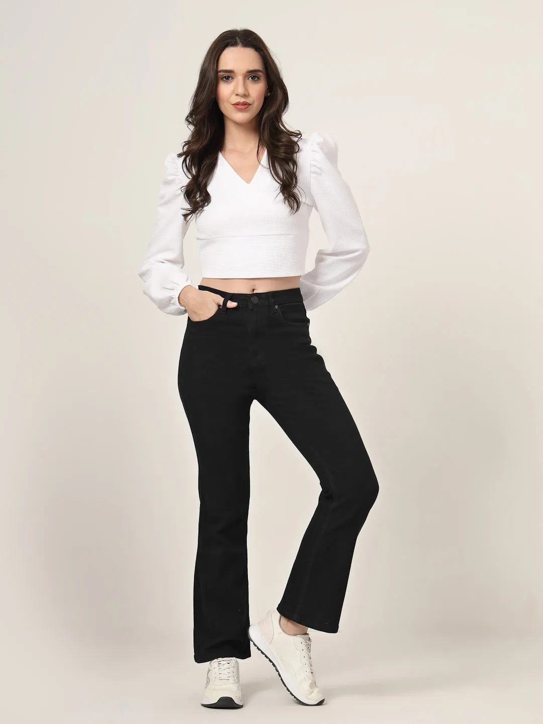 Style Quotient Women Black Boot Cut High Rise Stretchable Jeans