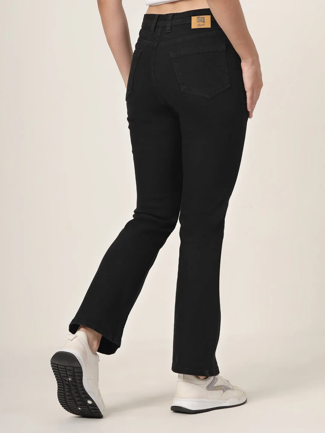 Style Quotient Women Black Boot Cut High Rise Stretchable Jeans