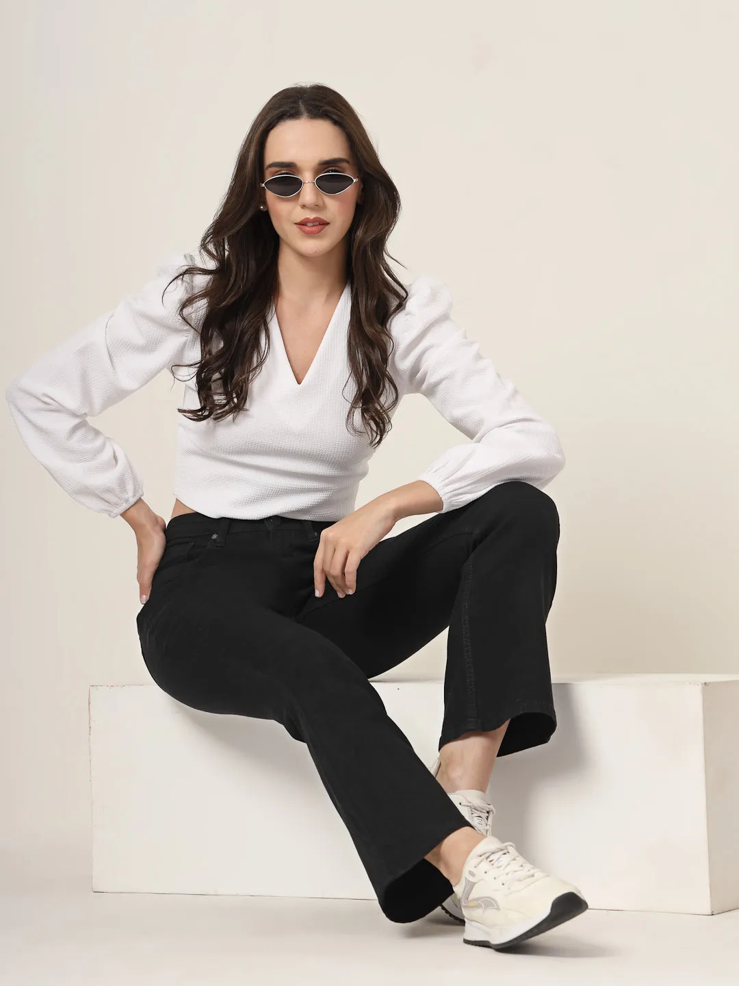 Style Quotient Women Black Boot Cut High Rise Stretchable Jeans