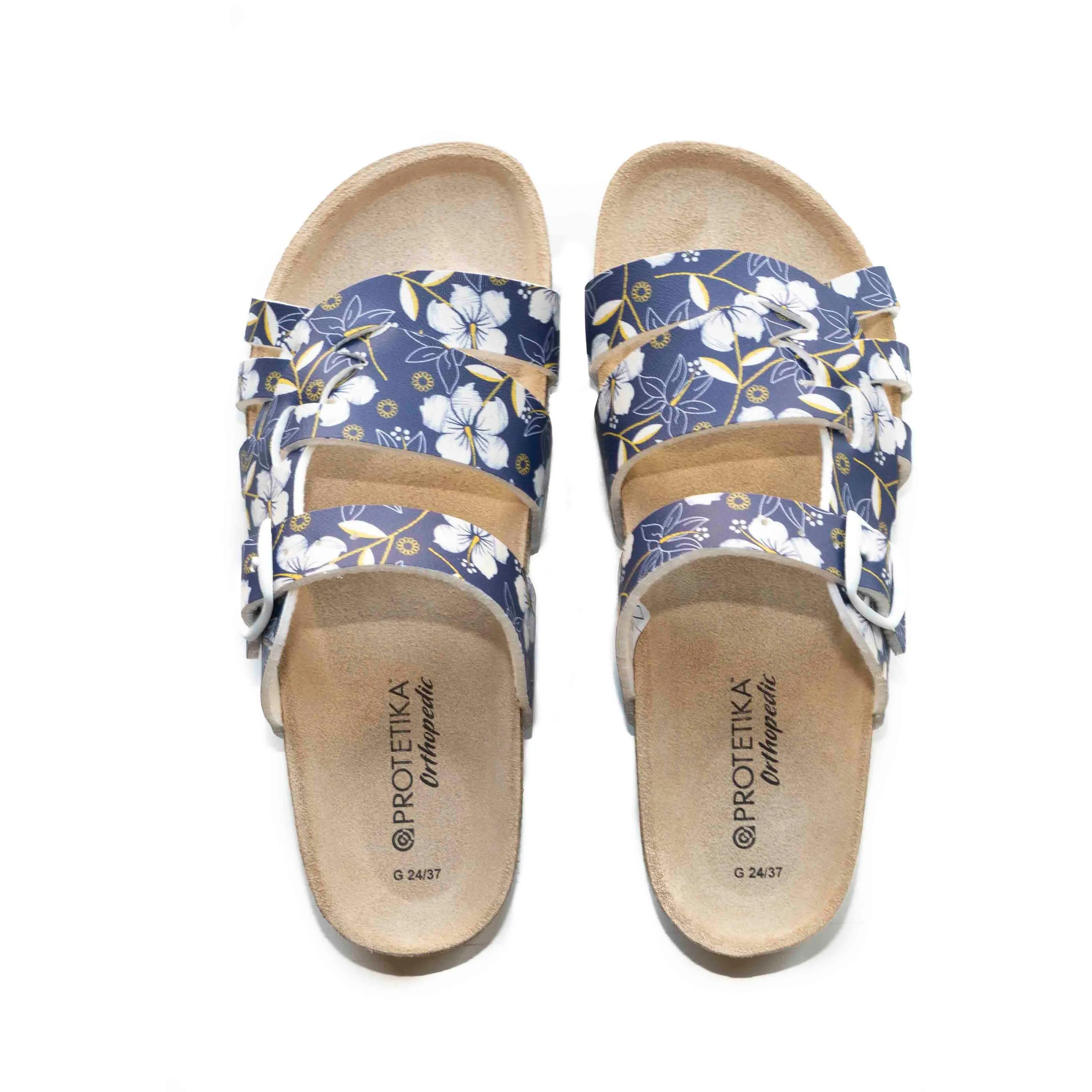 T90: colour 96- white blue ladies orthotic sandals