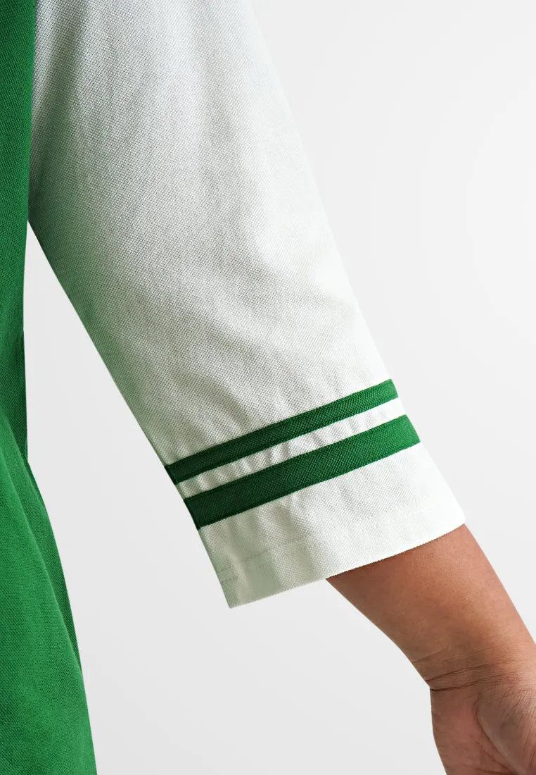 Vesper Varsity Contrast Piping Button Top