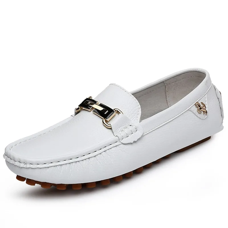 White Loafers for Men Slip on Shoes Driving Flats Casual Moccasins