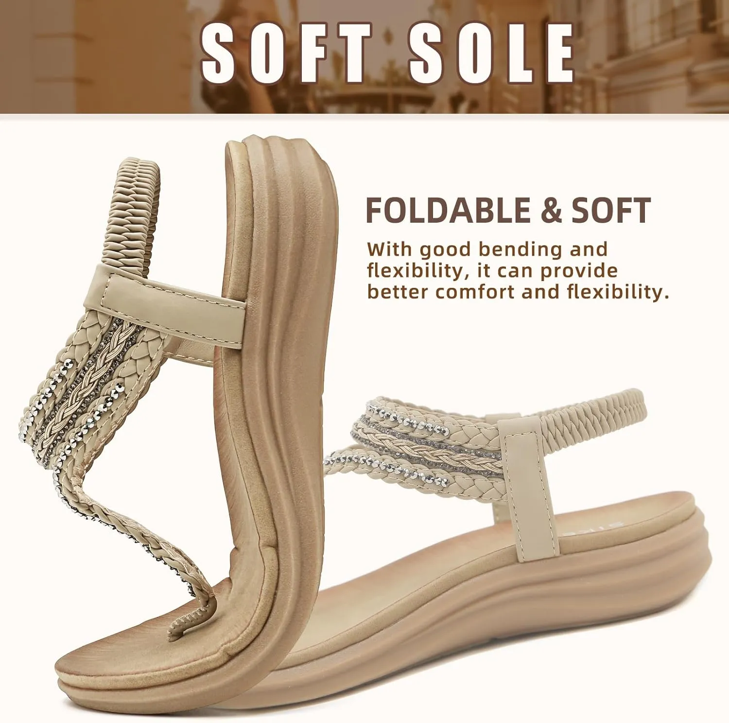 Womens Sandals Comfortable Dressy with Elastic Ankle Strap