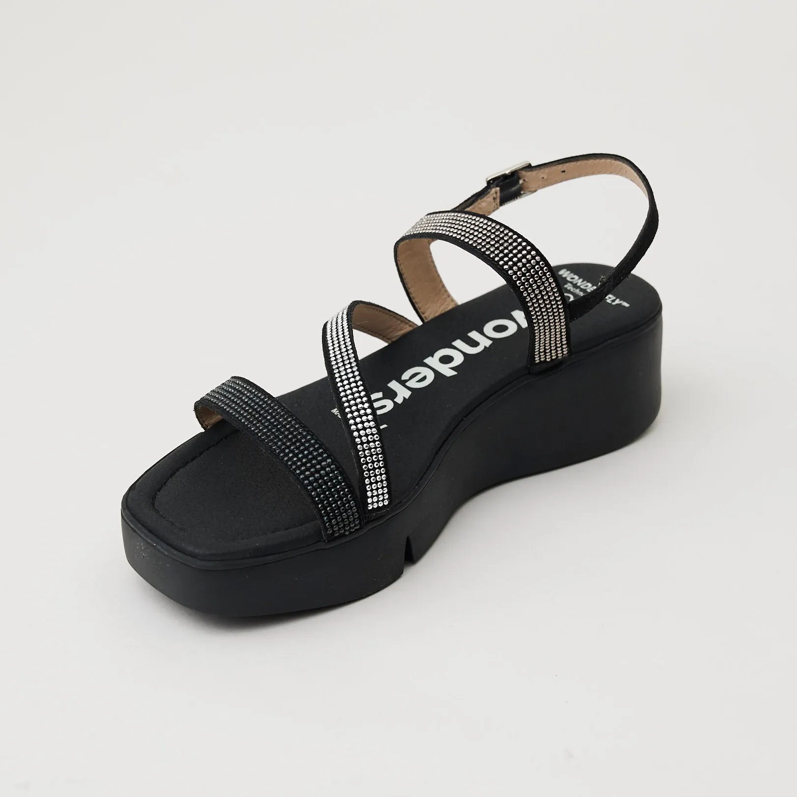 Wonders Black Sparkly Sandals
